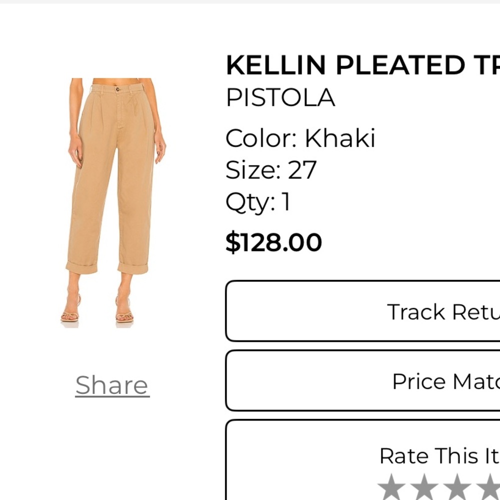 pistola Khaki Pleated High-Rise Trousers